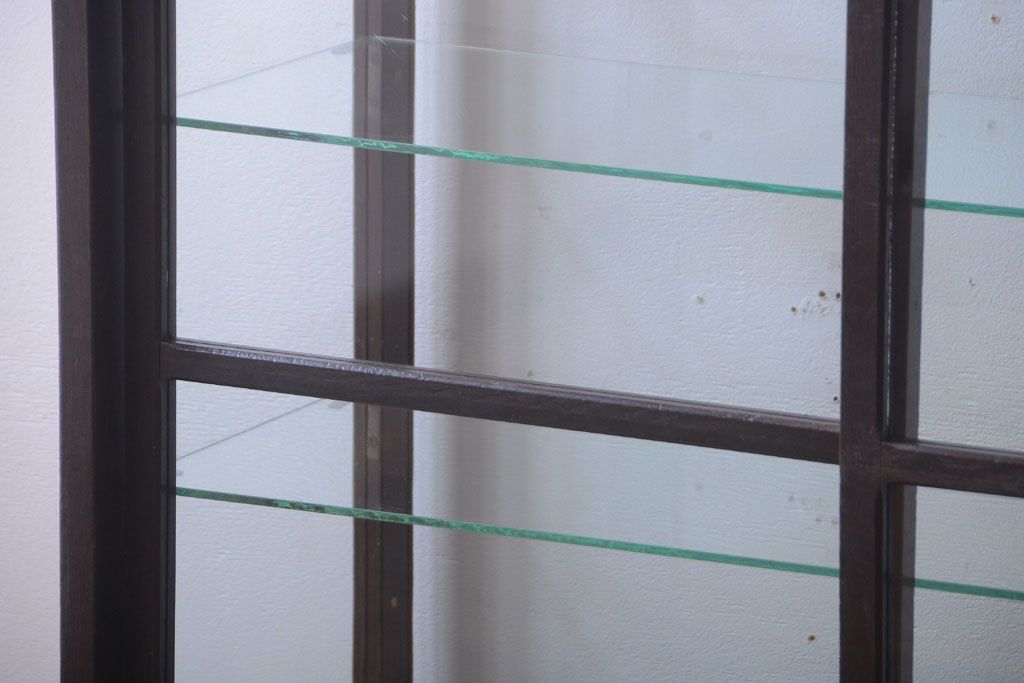 アンティーク家具　大正ロマン　古いナラ材の脚付きガラスケース