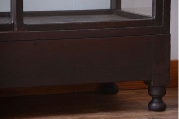 アンティーク家具　大正ロマン　古いナラ材の脚付きガラスケース