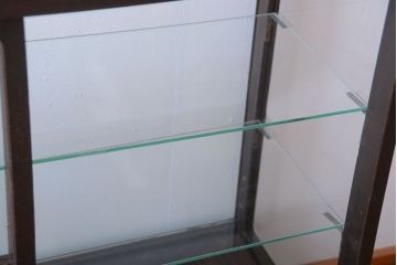 アンティーク家具　大正ロマン　古いナラ材の脚付きガラスケース