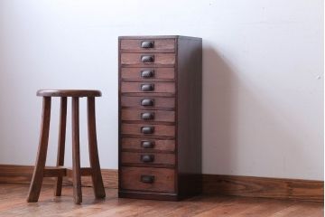 アンティーク家具　和製アンティーク　古い木の10杯小引き出し