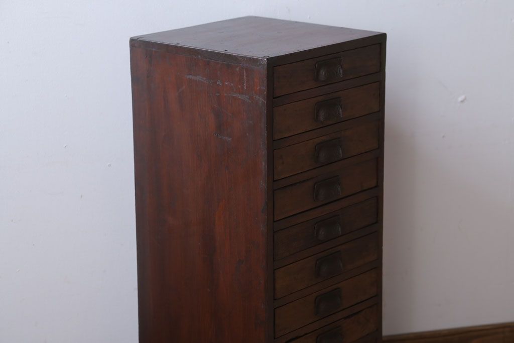 アンティーク家具　和製アンティーク　古い木の10杯小引き出し