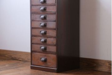 アンティーク家具　和製アンティーク　古い木の10杯小引き出し