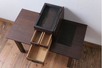 アンティーク雑貨　古民具・骨董　総栗材!アンティーク硯箱(小物入れ)