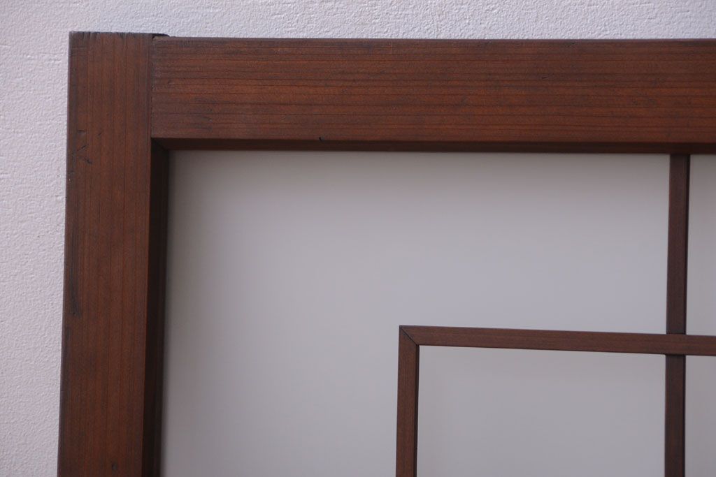 和製アンティーク　古い木製のモダンなすりガラス入り明り取り