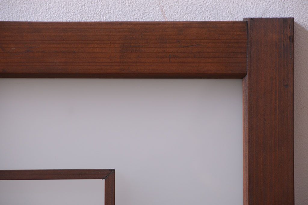 和製アンティーク　古い木製のモダンなすりガラス入り明り取り