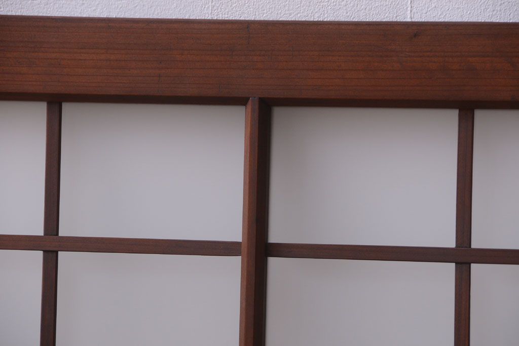 和製アンティーク　古い木製のモダンなすりガラス入り明り取り