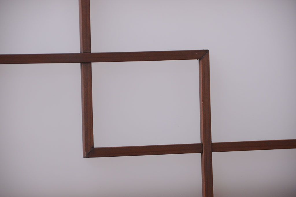 和製アンティーク　古い木製のモダンなすりガラス入り明り取り