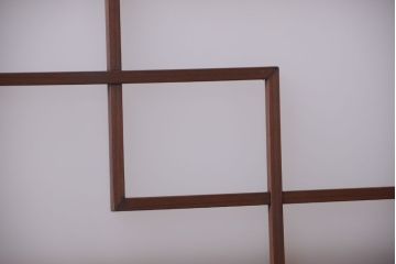 和製アンティーク　古い木製のモダンなすりガラス入り明り取り