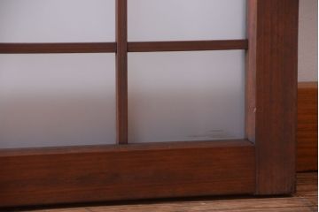 和製アンティーク　古い木製のモダンなすりガラス入り明り取り