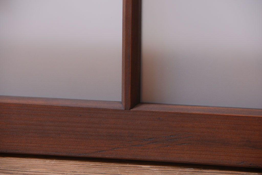 和製アンティーク　古い木製のモダンなすりガラス入り明り取り