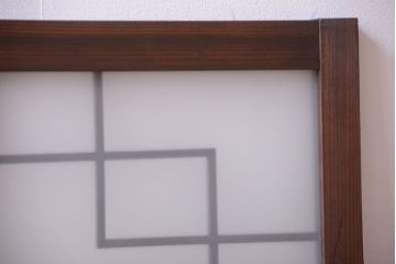 和製アンティーク　古い木製のモダンなすりガラス入り明り取り