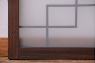 和製アンティーク　古い木製のモダンなすりガラス入り明り取り