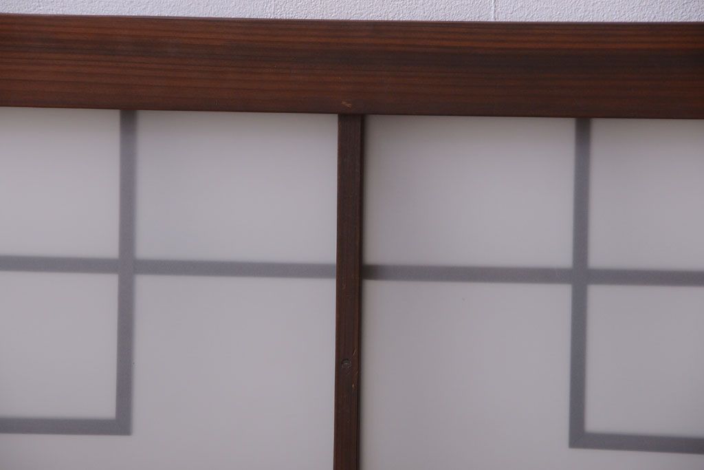 和製アンティーク　古い木製のモダンなすりガラス入り明り取り