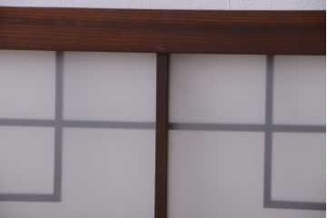 和製アンティーク　古い木製のモダンなすりガラス入り明り取り