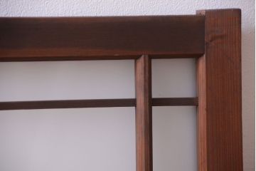和製アンティーク　古い木製のモダンなすりガラス戸(引き戸・窓)