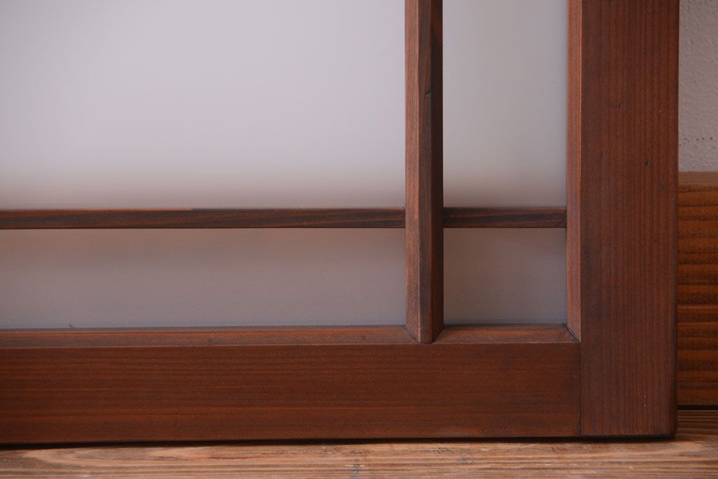 和製アンティーク　古い木製のモダンなすりガラス戸(引き戸・窓)