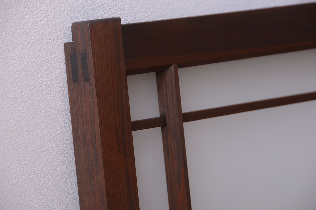 和製アンティーク　古い木製のモダンなすりガラス戸(引き戸・窓)