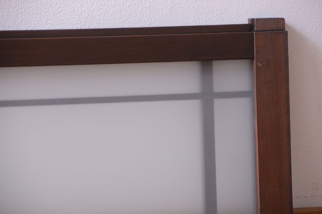 和製アンティーク　古い木製のモダンなすりガラス戸(引き戸・窓)