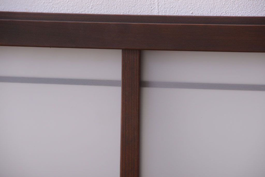 和製アンティーク　古い木製のモダンなすりガラス戸(引き戸・窓)