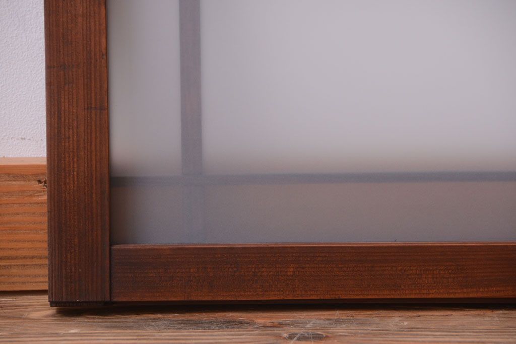 和製アンティーク　古い木製のモダンなすりガラス戸(引き戸・窓)