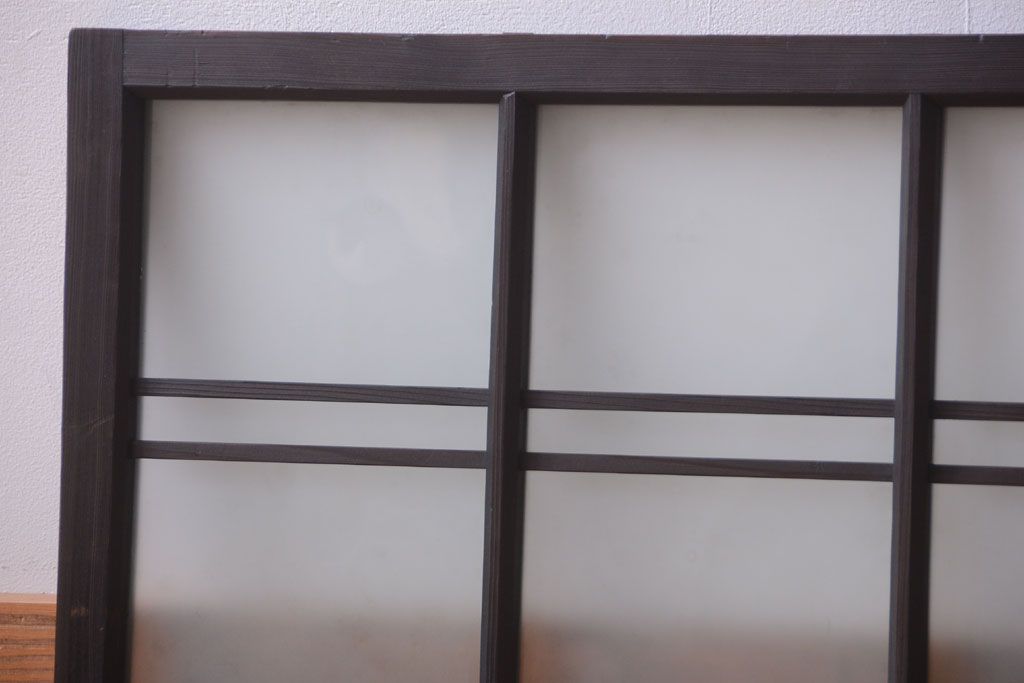 和製アンティーク　古い木製のモダンなすりガラス入り明り取り(明かり取り)(2)