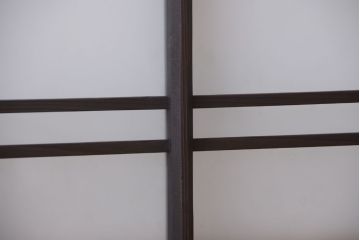 和製アンティーク　古い木製のモダンなすりガラス入り明り取り(明かり取り)(2)