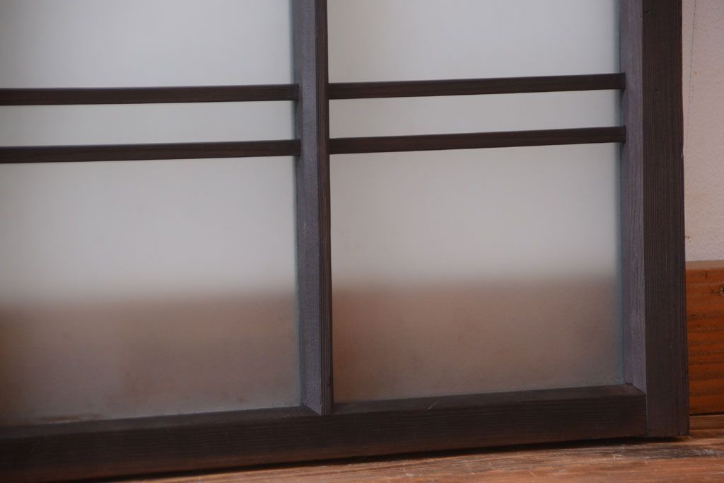 和製アンティーク　古い木製のモダンなすりガラス入り明り取り(明かり取り)(2)