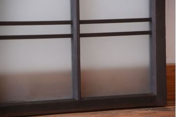 和製アンティーク　古い木製のモダンなすりガラス入り明り取り(明かり取り)(2)