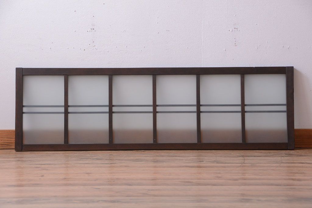 和製アンティーク　古い木製のモダンなすりガラス入り明り取り(明かり取り)(2)