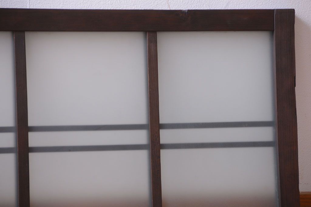 和製アンティーク　古い木製のモダンなすりガラス入り明り取り(明かり取り)(2)