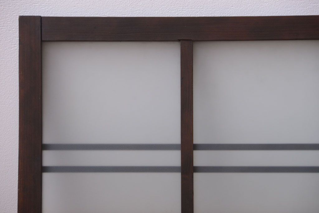 和製アンティーク　古い木製のモダンなすりガラス入り明り取り(明かり取り)(2)