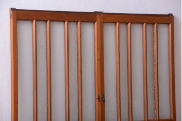 和製アンティーク　レトロなガラス入り引き戸2枚セット(窓)