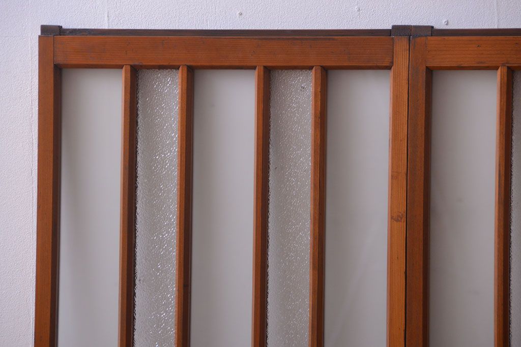 和製アンティーク　レトロなガラス入り引き戸2枚セット(窓)