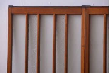 和製アンティーク　レトロなガラス入り引き戸2枚セット(窓)