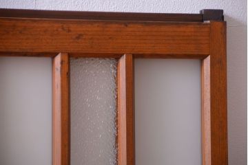 和製アンティーク　レトロなガラス入り引き戸2枚セット(窓)