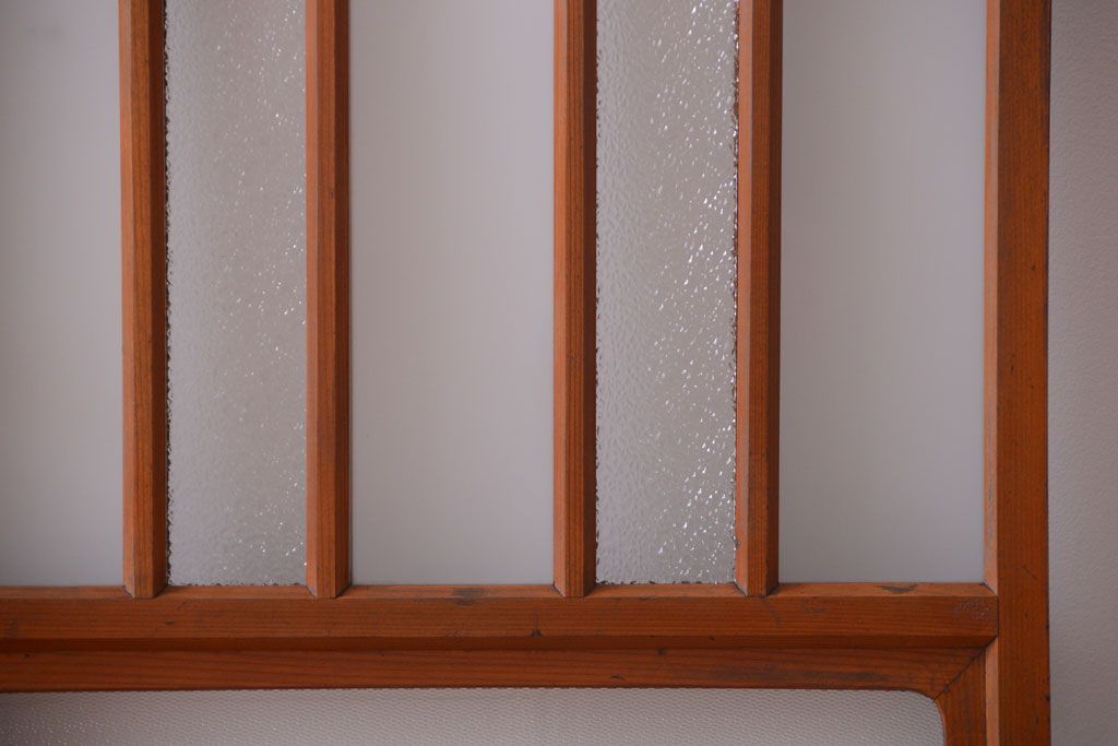 和製アンティーク　レトロなガラス入り引き戸2枚セット(窓)