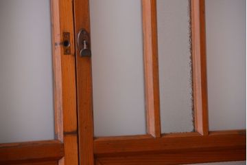 和製アンティーク　レトロなガラス入り引き戸2枚セット(窓)