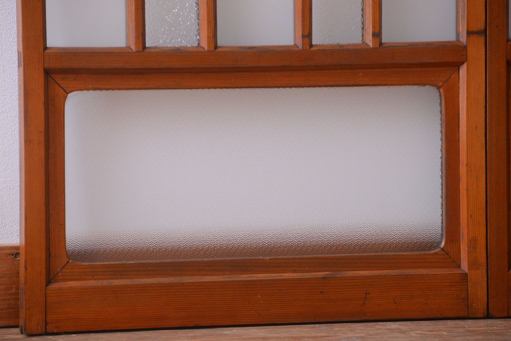 和製アンティーク　レトロなガラス入り引き戸2枚セット(窓)