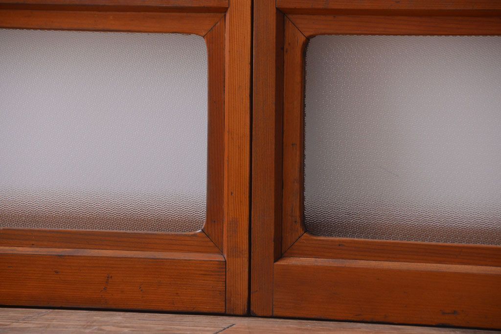 和製アンティーク　レトロなガラス入り引き戸2枚セット(窓)