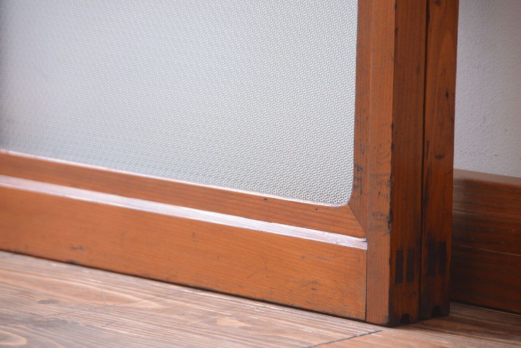 和製アンティーク　レトロなガラス入り引き戸2枚セット(窓)