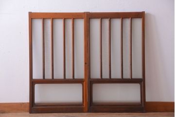 和製アンティーク　レトロなガラス入り引き戸2枚セット(窓)