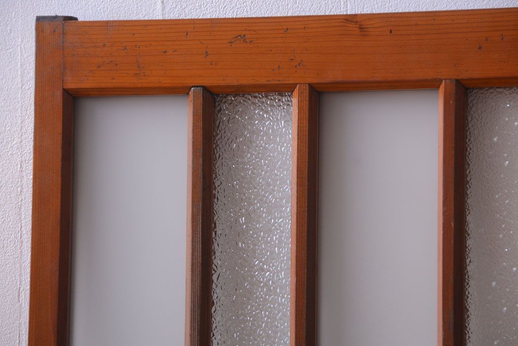 和製アンティーク　レトロなガラス入り引き戸2枚セット(窓)