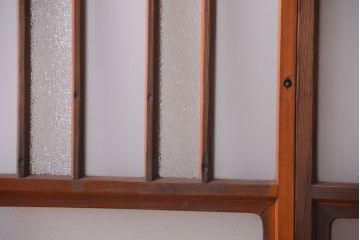 和製アンティーク　レトロなガラス入り引き戸2枚セット(窓)