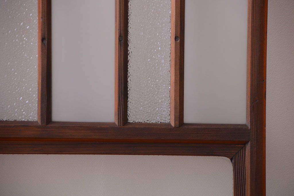 和製アンティーク　レトロなガラス入り引き戸2枚セット(窓)