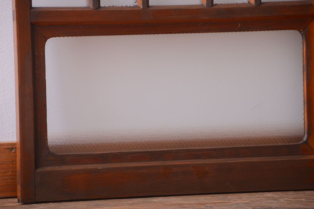 和製アンティーク　レトロなガラス入り引き戸2枚セット(窓)