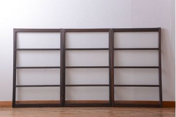 アンティーク　古い木のモールガラス入り引き戸3枚セット(窓)