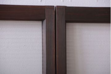 アンティーク　古い木のモールガラス入り引き戸3枚セット(窓)