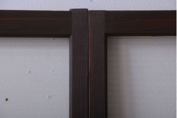 アンティーク　古い木のモールガラス入り引き戸3枚セット(窓)