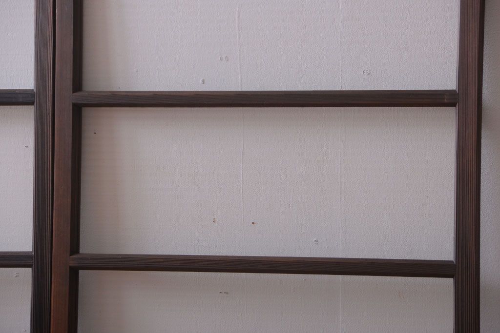 アンティーク　古い木のモールガラス入り引き戸3枚セット(窓)