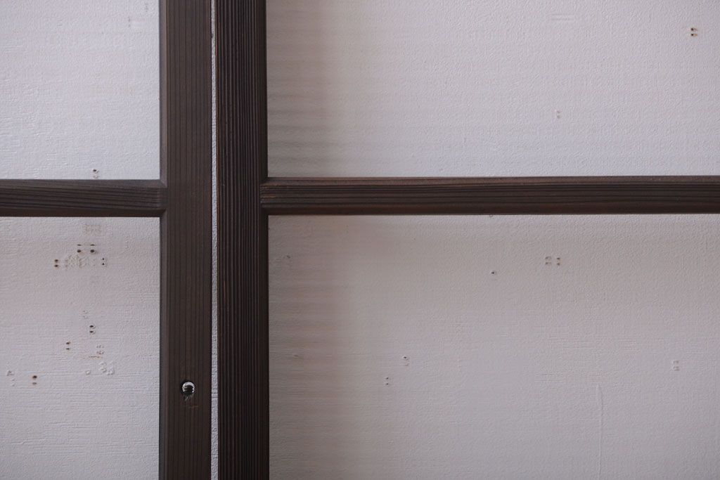 アンティーク　古い木のモールガラス入り引き戸3枚セット(窓)